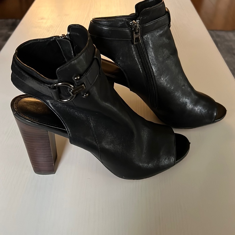 Coach leather open toe booties